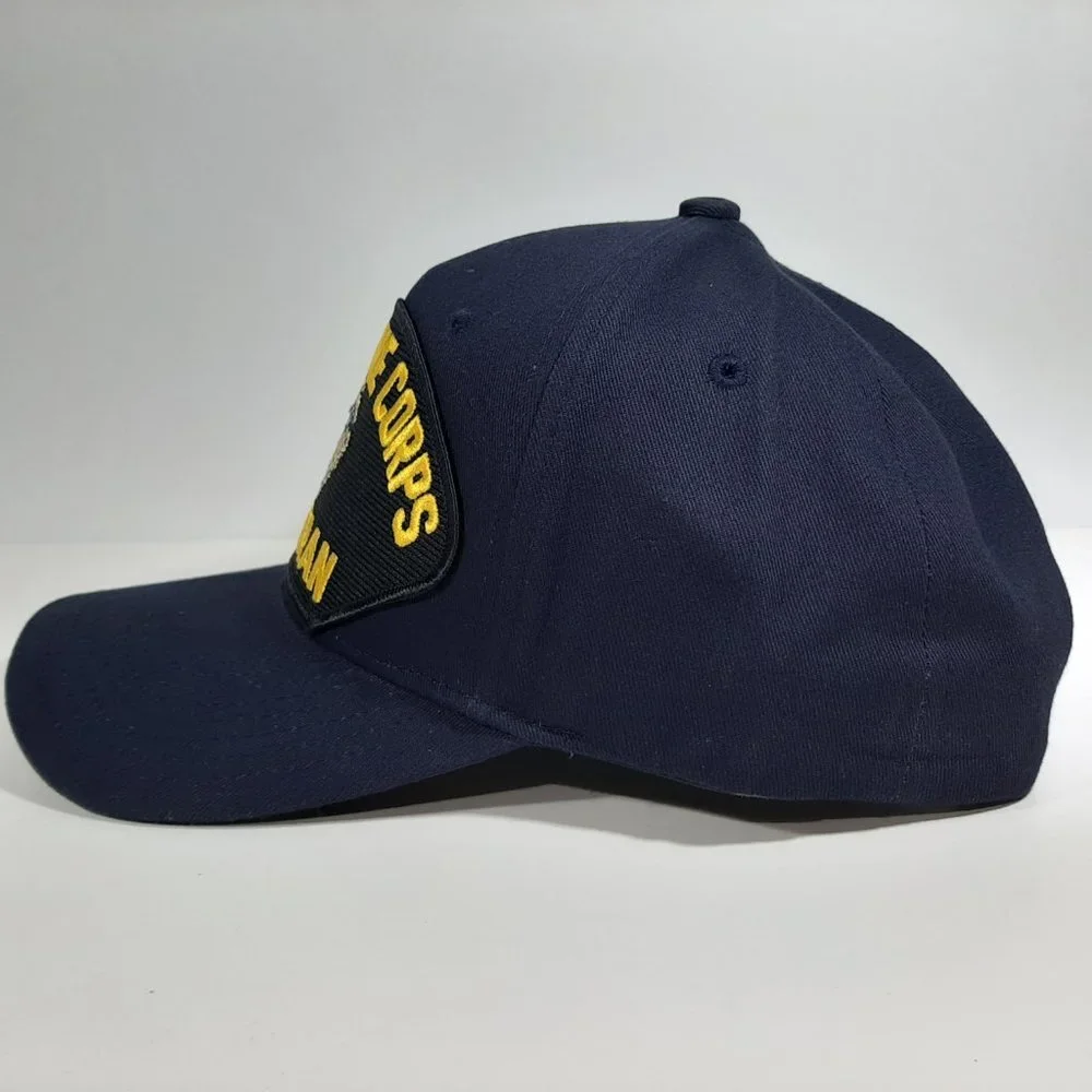 U.S. Marine Corps Veteran Embroidered Patch Hat Cap Adjustable Blue